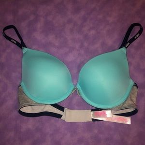 Light Blue Push-Up PINK Bra